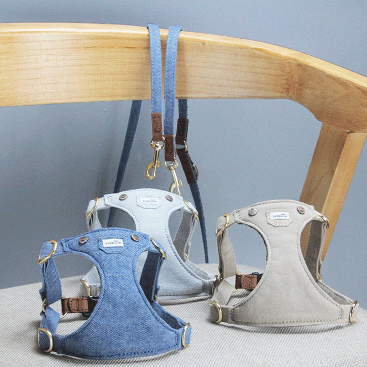 【犬ハーネスセット・ 猫ハーネスセット】引っぱり抑え Denim Classic