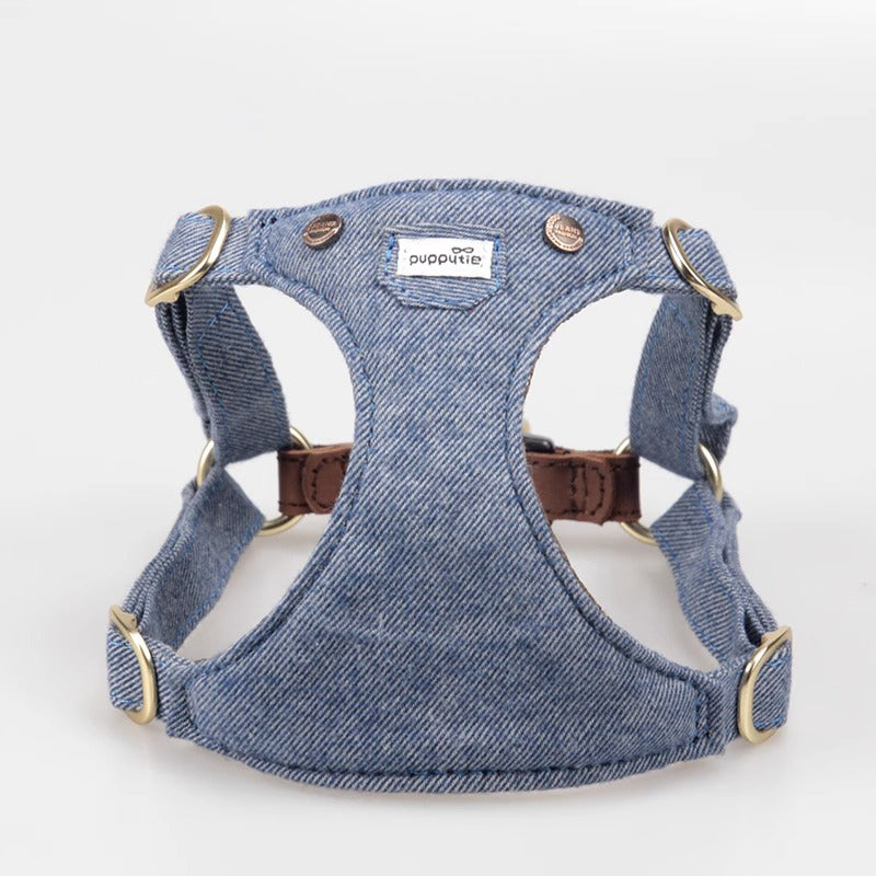 【犬ハーネスセット・ 猫ハーネスセット】引っぱり抑え Denim Classic