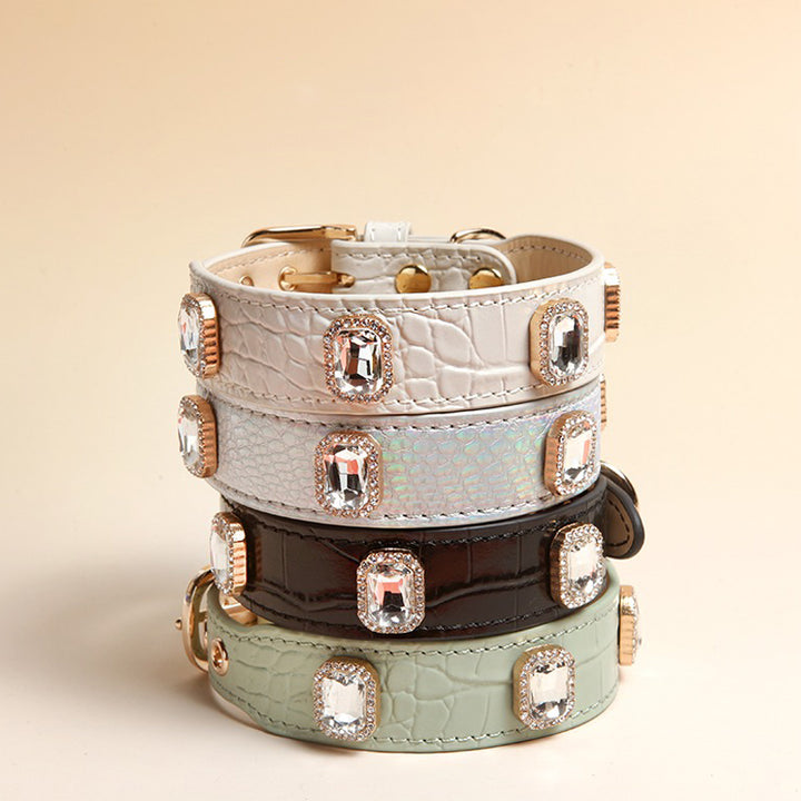 【首輪】型押し牛革 Midnight Shine