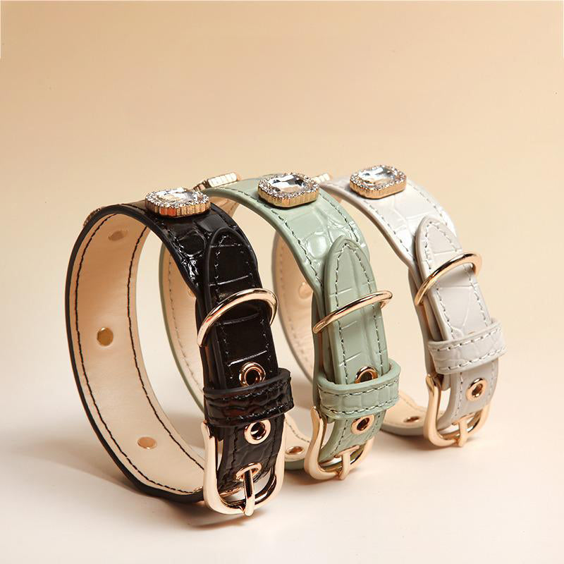 【首輪】型押し牛革 Midnight Shine