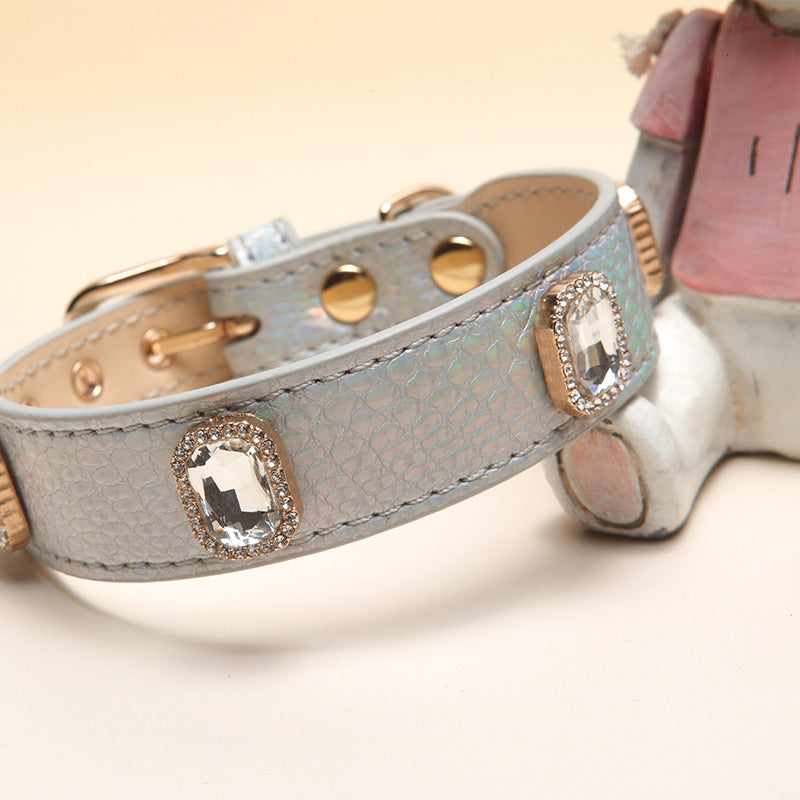 【首輪】型押し牛革 Midnight Shine