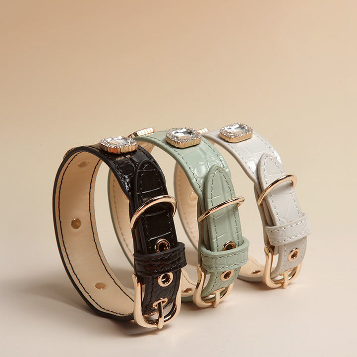 【首輪】型押し牛革 Midnight Shine