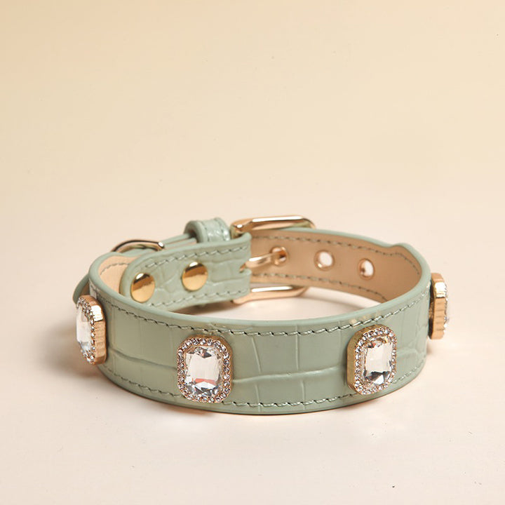 【首輪】型押し牛革 Midnight Shine