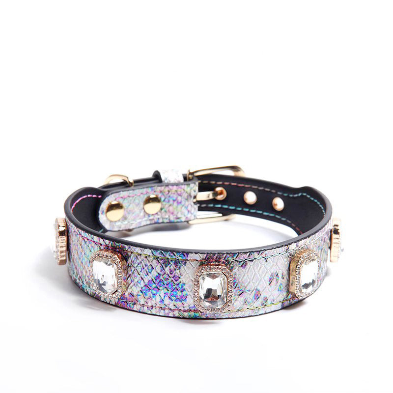 【首輪】型押し牛革 Midnight Shine