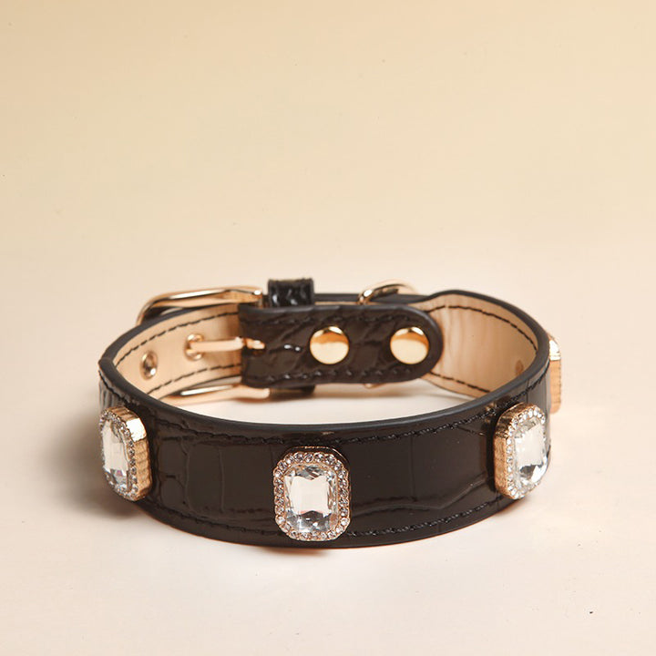 【首輪】型押し牛革 Midnight Shine