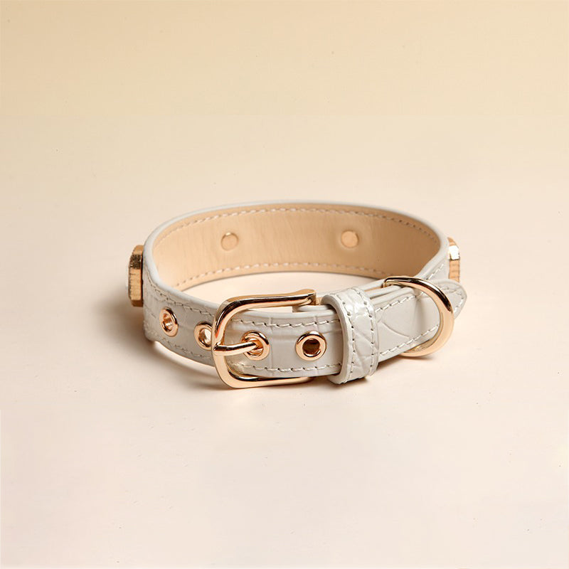 【首輪】型押し牛革 Midnight Shine