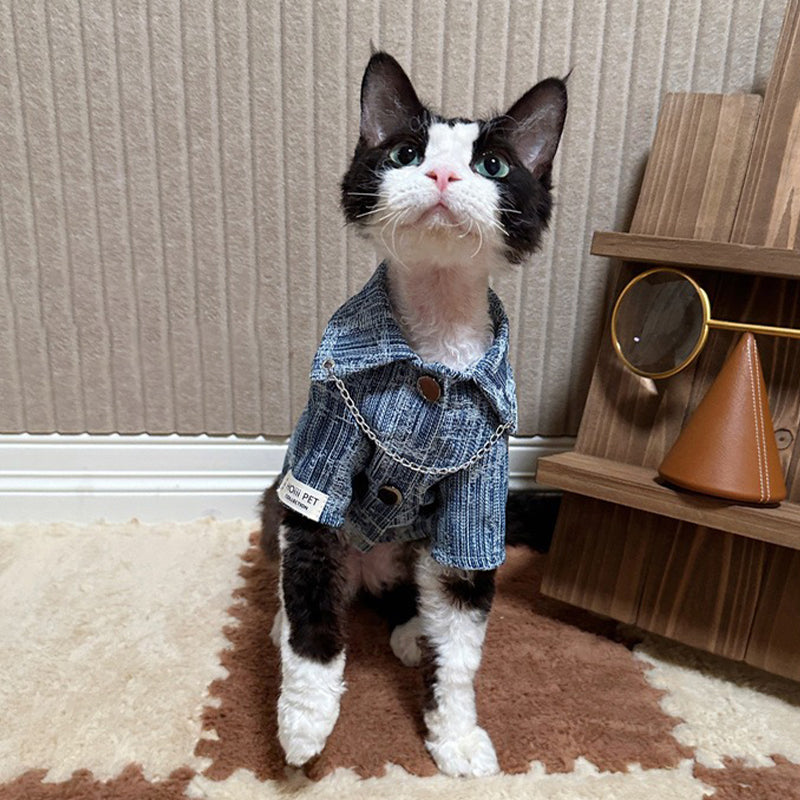 【犬服・ 猫服】 デニム調 Chic Chain