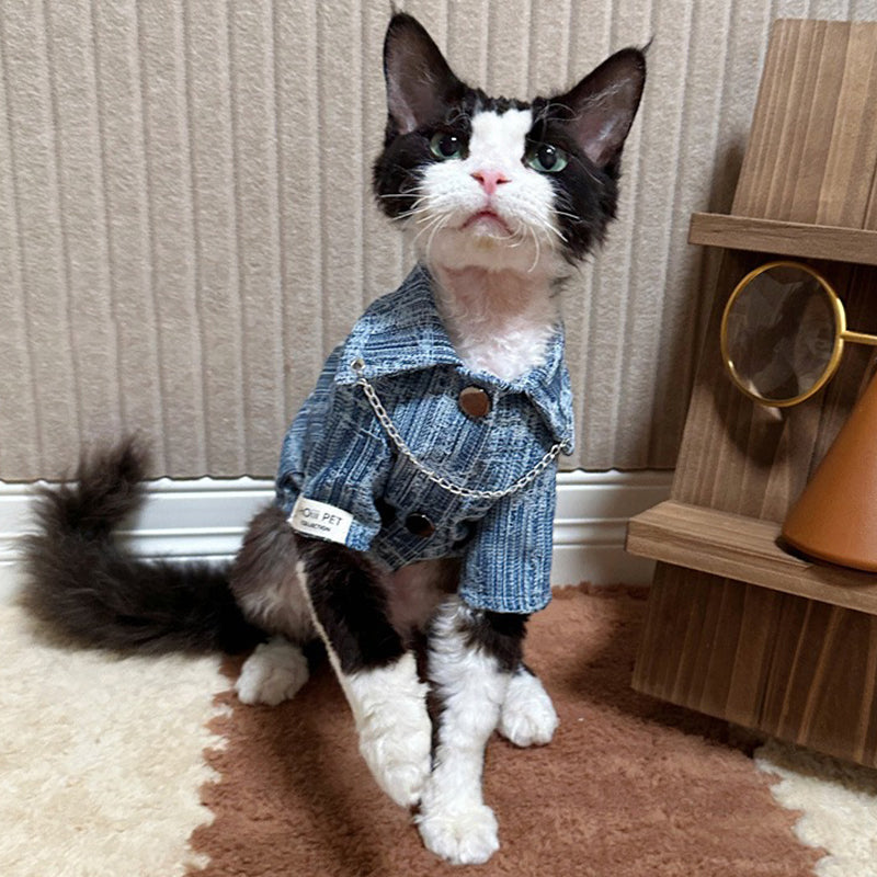 【犬服・ 猫服】 デニム調 Chic Chain